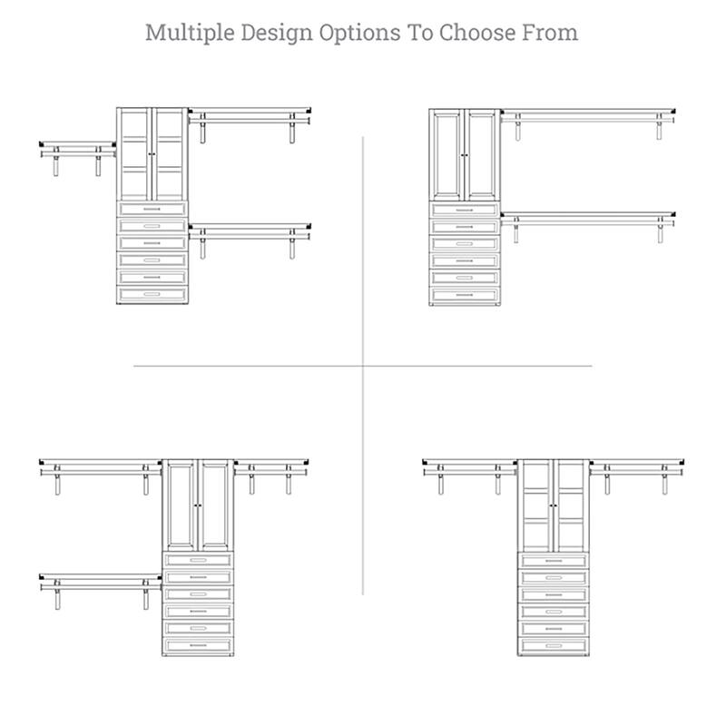 John Louis Home Solid Wood Reach-In Simplicity Closet System with 6-Drawers and Doors Espresso