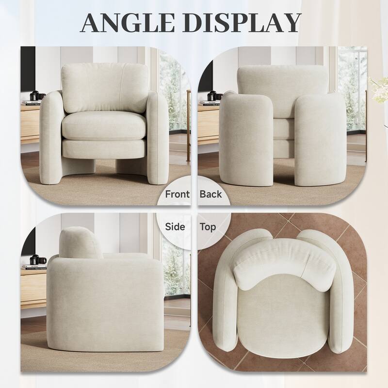 Accent Chairs, Living Room Chairs Upholstered Barrel Armchair for Living Room