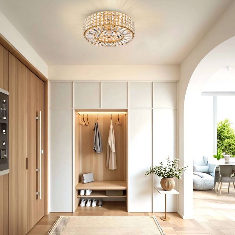 Jolie 4-light Crystal and Prism Round Flush Mount