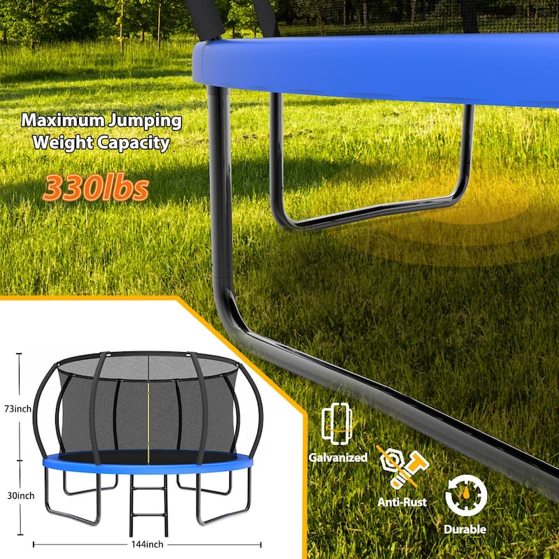 Toddler Trampoline - Safety Enclosure Net & Balls, Indoor Outdoor Mini Trampoline - Blue - 144.09