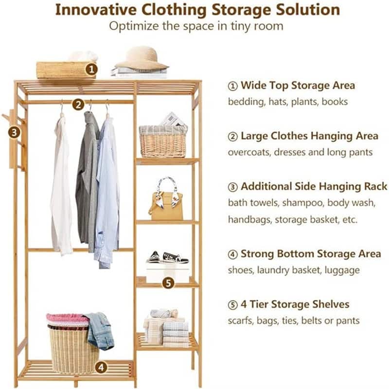 Garment Rack 6 Tier Storage Shelves - 12"D x 35"W x 57"H