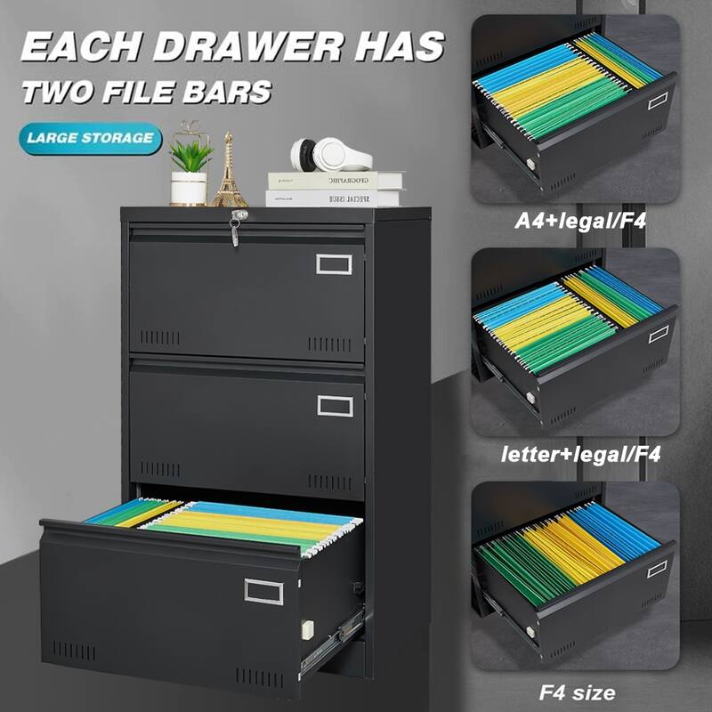 Office Filing Cabinet with Lock Drawers for Home Office/Legal/Letter/A4/F4