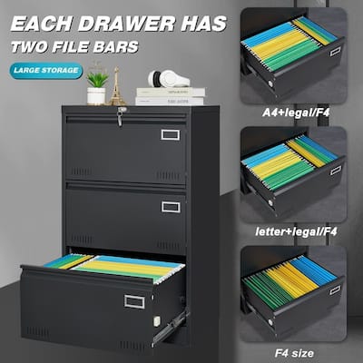 Office Vertical Files Cabinet with 3 Drawer And Lock