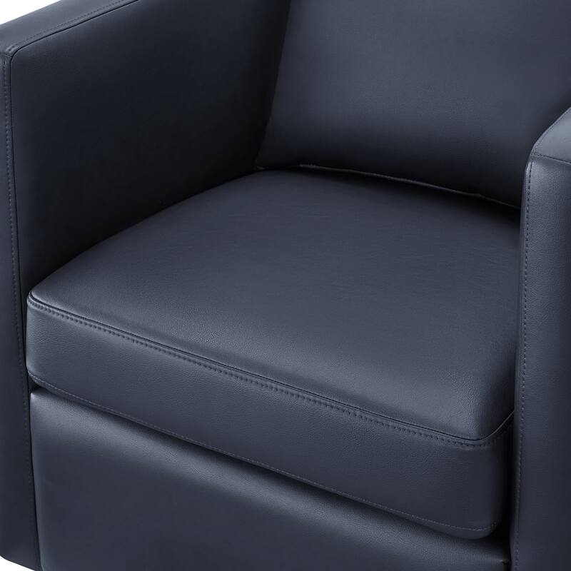 Sutton Midnight Blue Faux Leather Swivel Barrel Chair