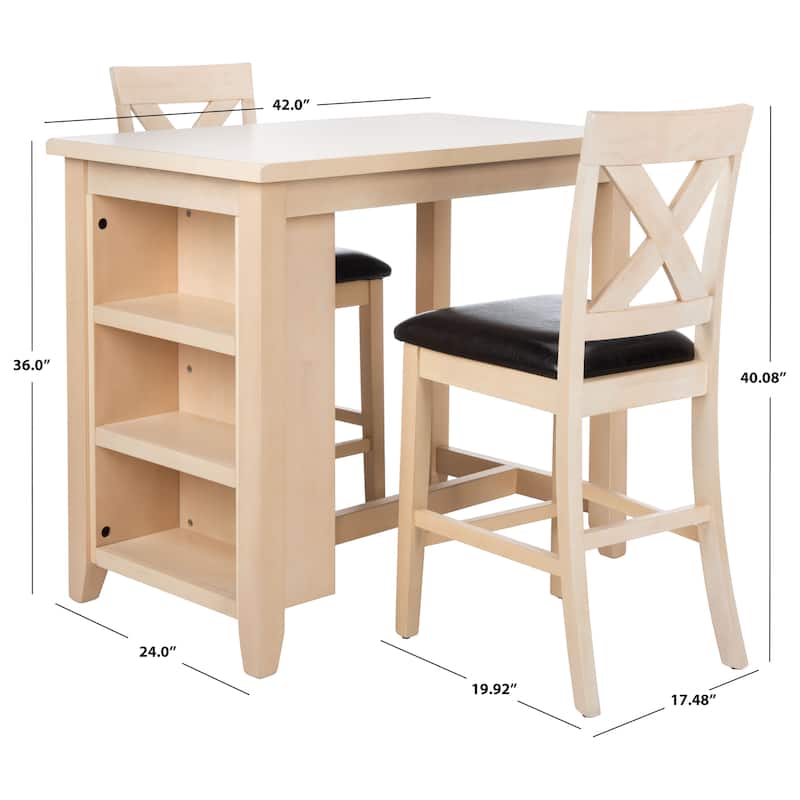 SAFAVIEH Shadya 3-Piece Wood Pub Set - 42" x 24" x 36" - 42Wx24Dx36H