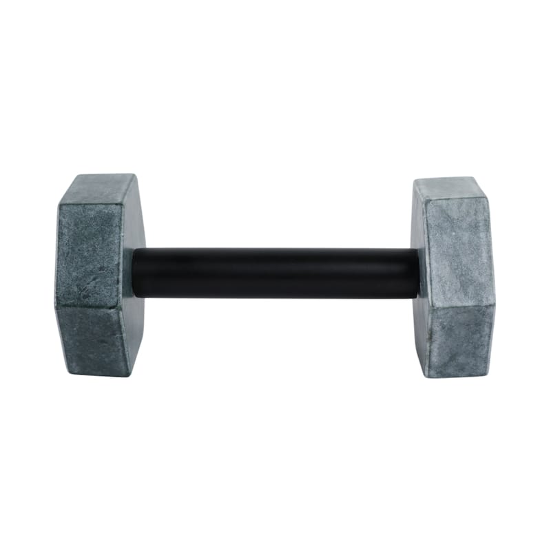 Stone Marble Dumbbell Figurine Modern Geometric Sculpture - 4" Green - 8" x 4" x 4"