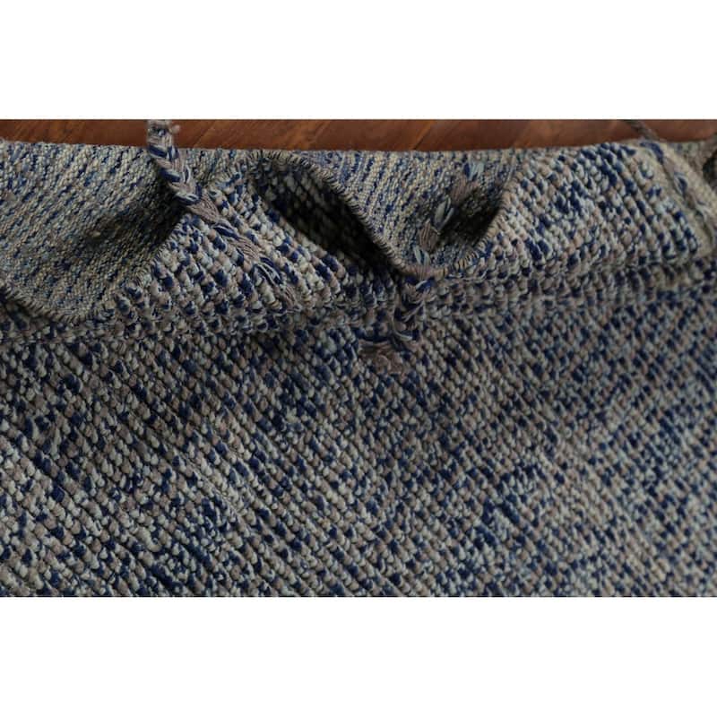 Blue & Gray Moroccan Abstract Area Rug Handmade Wool Carpet - 4'11"x 8'5"