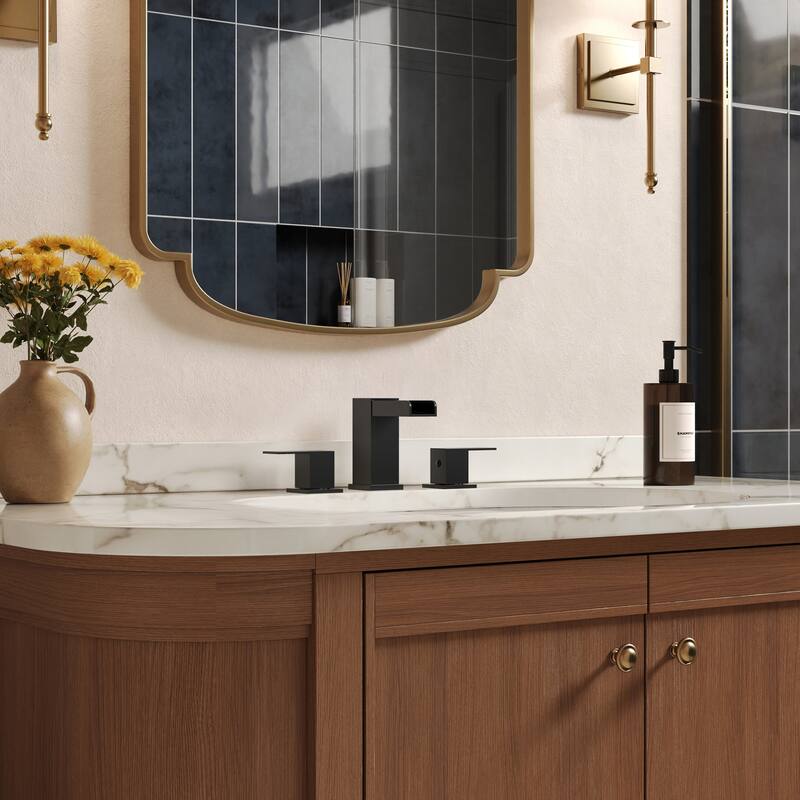 GRANDJOY Widespread 2-Handle LED Waterfall Bathroom Sink Faucet