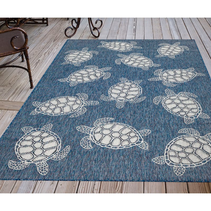 Liora Manne Carmel Collection Sea Turtles Indoor/ Outdoor Area Rug