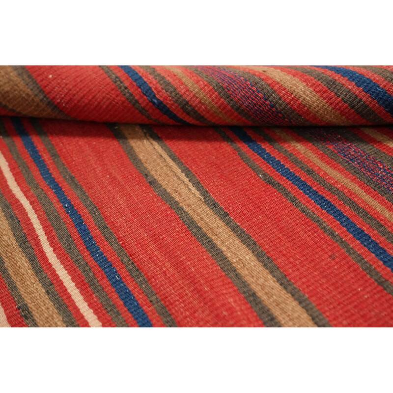 Hand Woven Oriental 100% Wool Carpet Southwestern Geometric Oranges & Rust Kilim Area Rug - 7' 9'' X 4' 9''