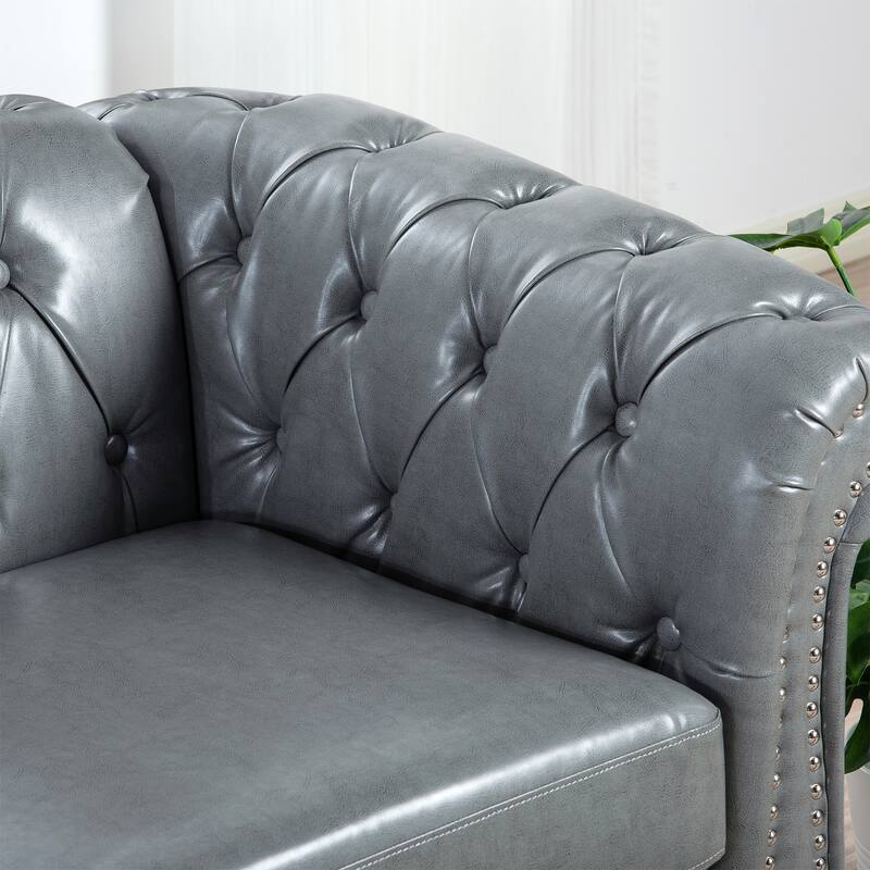 Elegant PU Leather Sofa with Birch Legs and Pocket Spring Support - 3-Seater