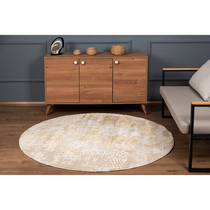 London Collection Cream/ Brown Abstract Area Rug
