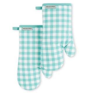KitchenAid Gingham Oven Mitt 2-Pack Set - 7"x13"