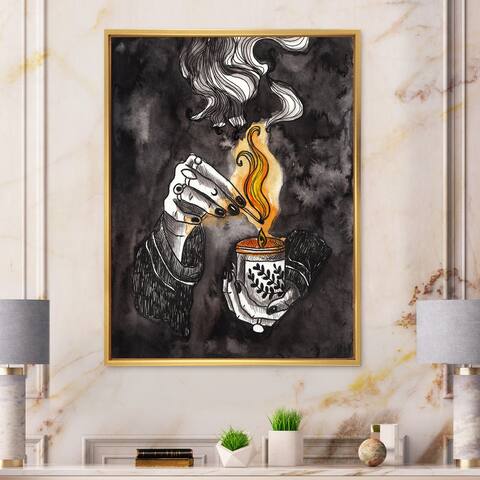 Designart "Steampunk Girl Burning A Candle" Vintage Framed Canvas artwork