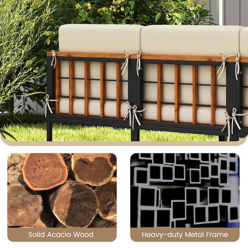 Costway 6 PCS Acacia Wood Patio Furniture Set Outdoor Sectional - See Details
