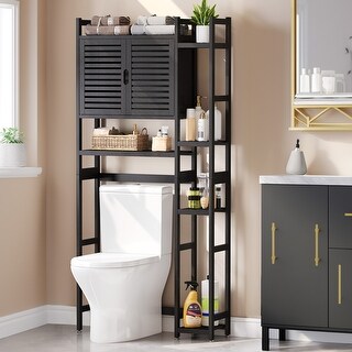 Moasis Bamboo Over-The-Toilet Cabinet with Shelf for Bathroom Storage ...
