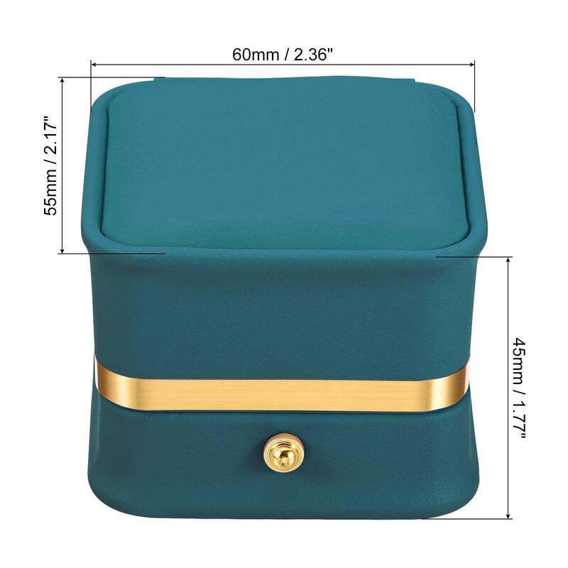 Velvet Ring Box, Single Slot Wedding Ring Box Jewelry Holder Style 2 - Green