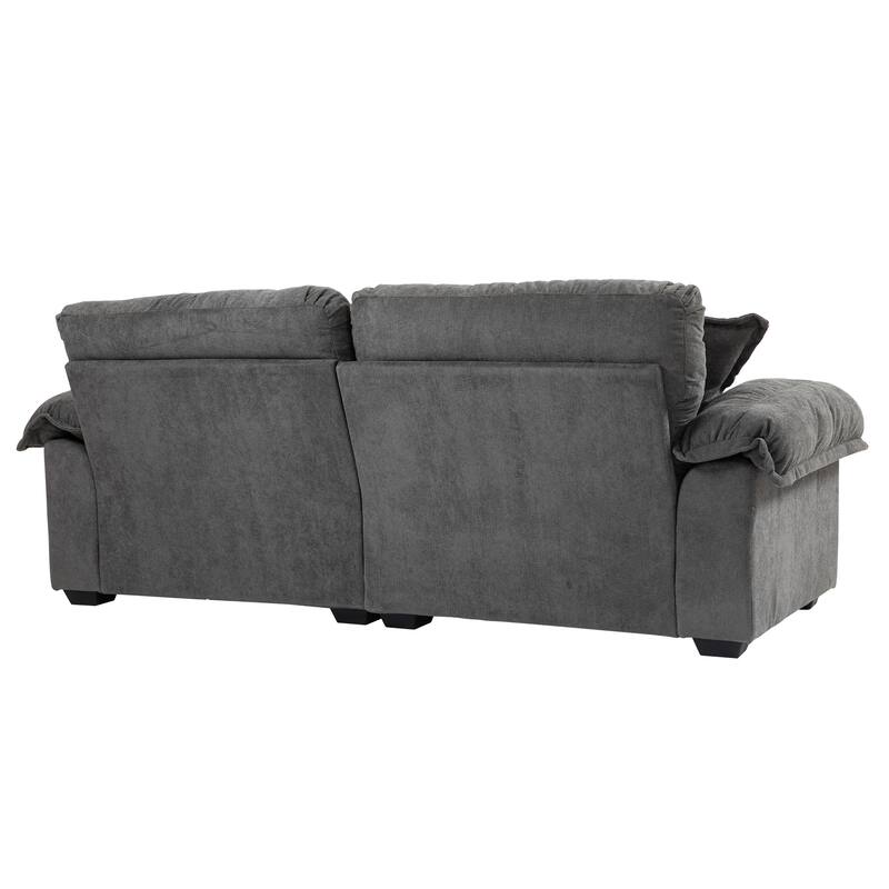 Luxurious 84" Chenille Fabric Recliner Sofa with Memory Foam and 2 Throw Pillows for Small Spaces