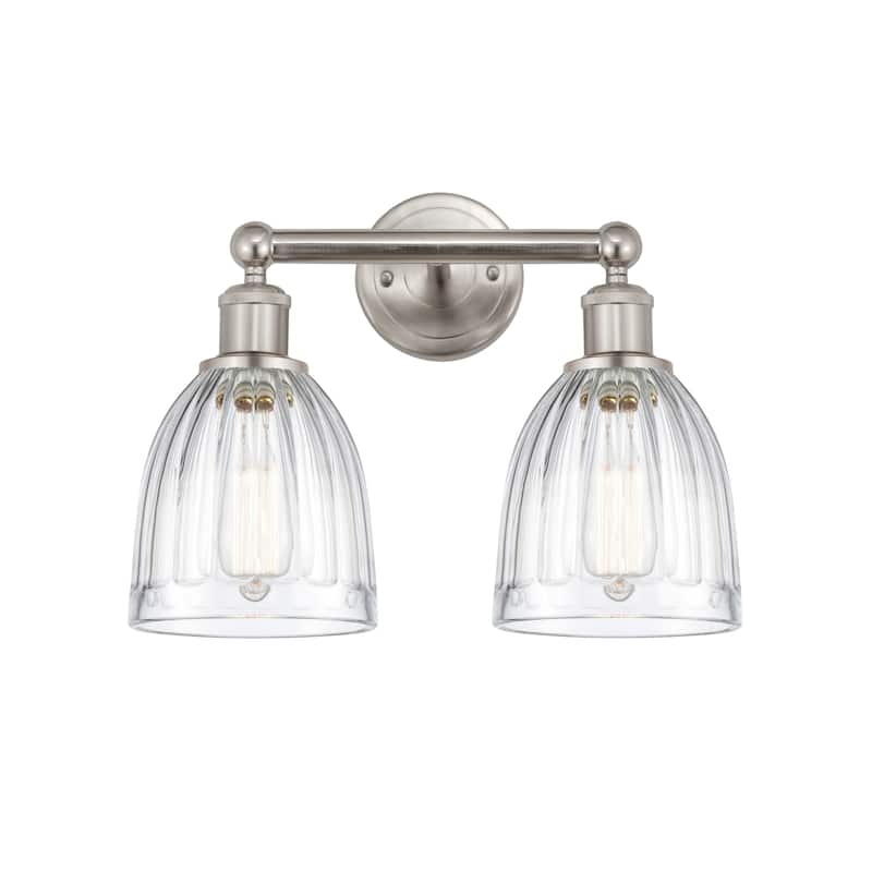 Innovations Lighting 616-2W-12-15 Brookfield Vanity Brookfield 2 Light - Brushed Satin Nickel / Clear