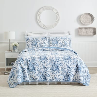 Laura Ashley Bedford Cotton Reversible Quilt Set