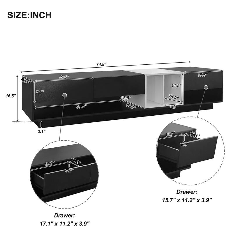 Media Console with Ample Storage for TVs Up to 80", Two-tone TV Stand
