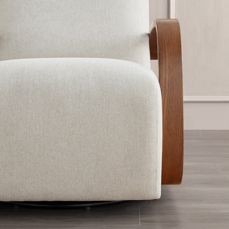 Eli Swivel Accent Chair with U-Shaped Wood Arm