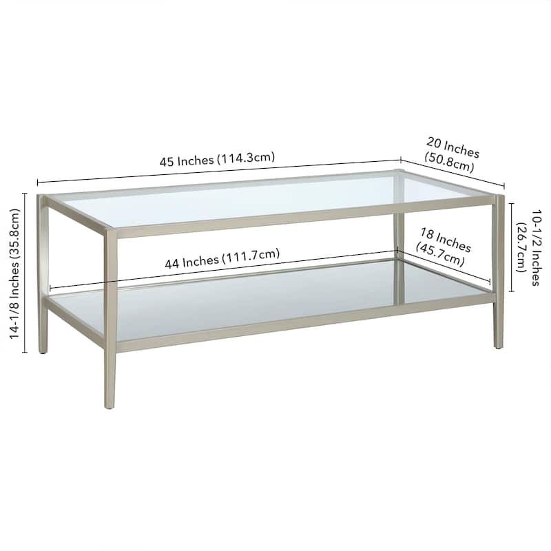 Hera 45'' Wide Rectangular Coffee Table with Mirror Shelf