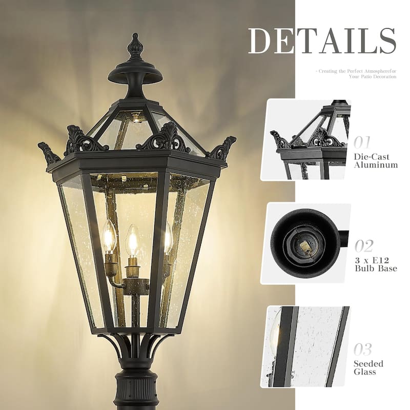 33 Inch Outdoor Large Post Lantern Light