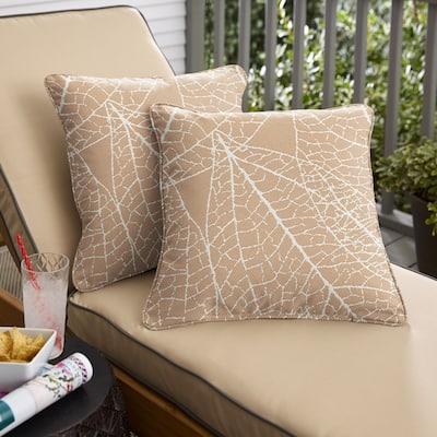 Sorra Home Outdura Laurel Sorbet Indoor/Outdoor Corded Square Pillow (Set of 2)