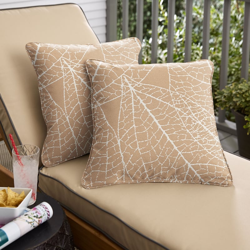 Sorra Home Outdura Laurel Sorbet Indoor/Outdoor Corded Square Pillows (Set of 2) - 22 in (Set of 2) - Laurel Sorbet