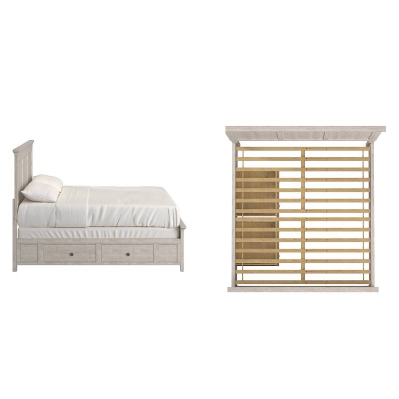 Varenna King Size Wood Panel Platform Storage Bed