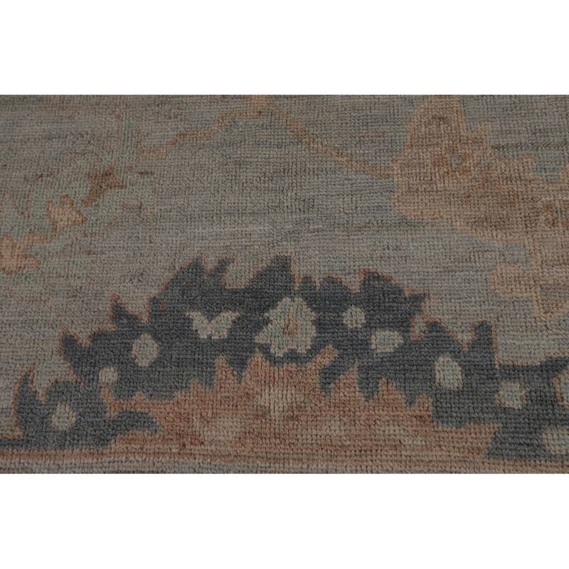 Vegetable Dye Grey Oushak Turkish Rug Hand-Knotted Bedroom Wool Carpet - 9'0"x 12'0"