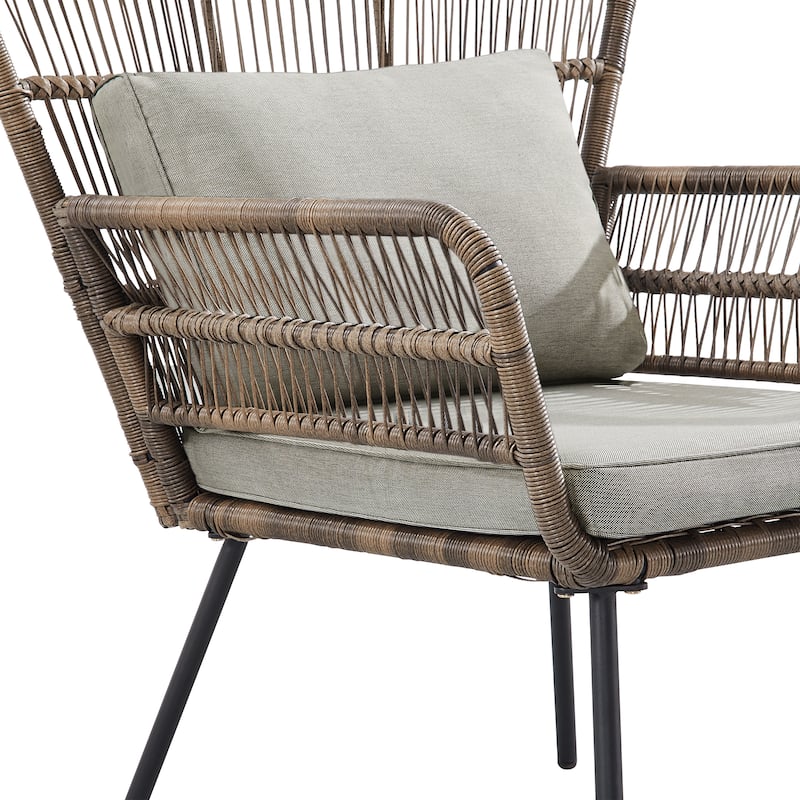 Corvus Havre 3-Piece Outdoor Wicker Bistro Set with Cushions