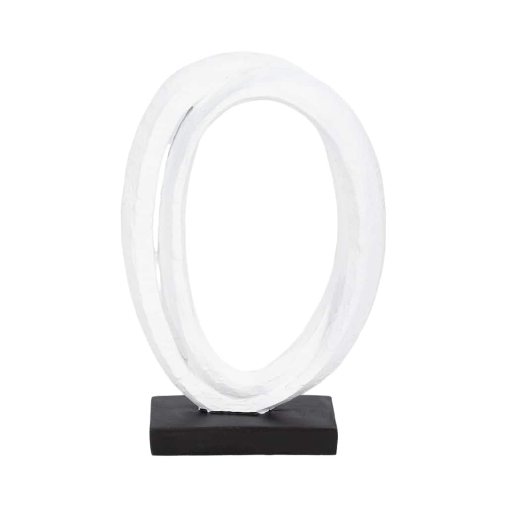 Sagebrook Home Polyresin 11-Inch Oval Loops Sculpture in White with Volcano Texture - 7" x 3" x 11"