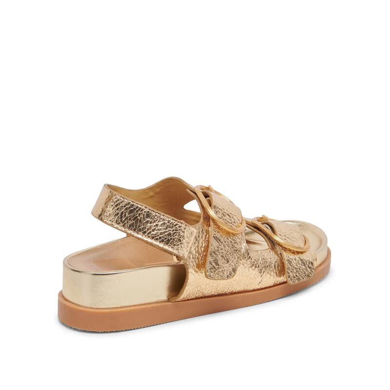 Dolce Vita Starla Double-Buckle Metallic Leather Sandal