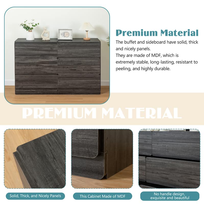 Drawer dresser cabinet,bar cabinet,Buffet server console,table storge cabinets,Flat out the corners of the drawers,six drawers