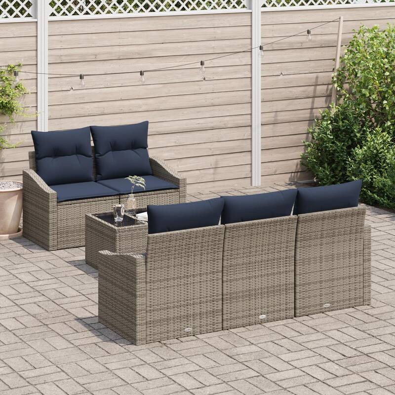 vidaXL 6 Piece Garden Sofa Set with Cushions - 70.1×24.4×27.2