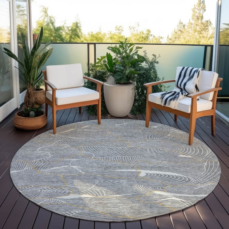 Machine Washable Indoor/ Outdoor Abstract Crackle Chantille Rug
