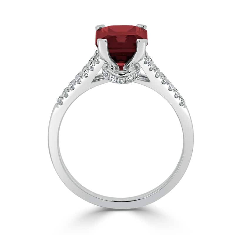 Auriya 2 1/8ct Fancy Emerald-cut Garnet Gemstone and Diamond Engagement Ring 1/4ctw 14k Gold