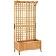 preview thumbnail 2 of 11, Yaheetech 72"H Wood Planter Raised Bed with Trellis Free Standing Planter Box for Garden Yard Light Brown