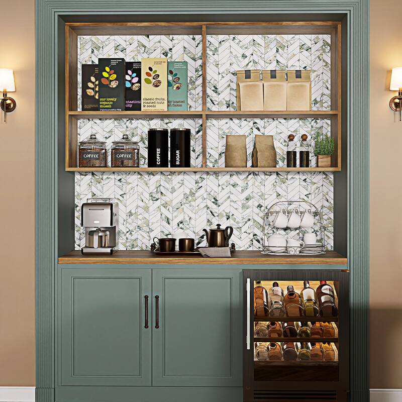 Merola Tile Touche Chevron Jade 11-3/4" x 12-1/4" Porcelain Mosaic Floor and Wall Tile - (1 Tile)