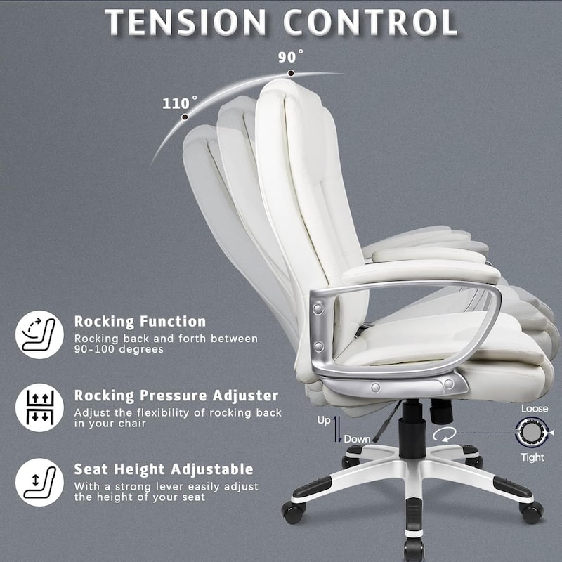 Bossin Big and Tall Office Chair High Back Executive Chair Ergonomic Adjustable Executive Leather Chair,400lbs