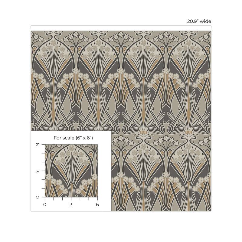 Seabrook Designs Dragonfly Damask Nonwoven Unpasted Wallpaper