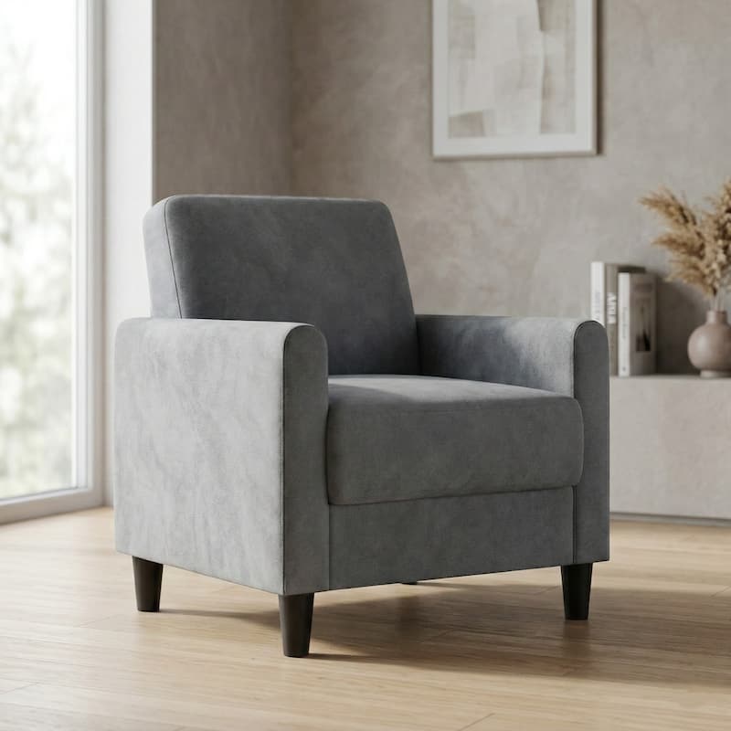 Clayfell Goliad Velvet Armchair with Pocket Spring, Soft Cushions, Clean Lines Design