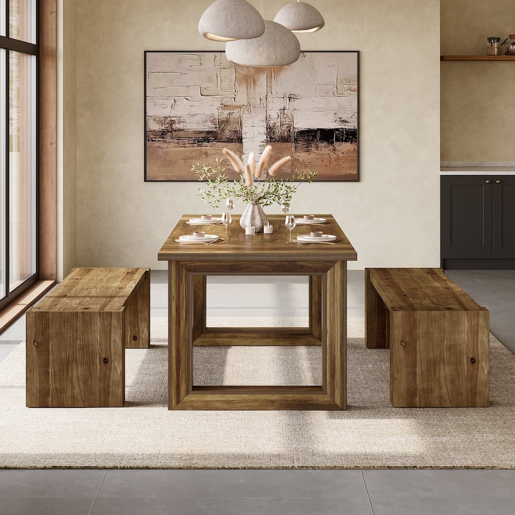 59" Long Solid Wood Dining Bench with Sturdy Frame for Dining Room