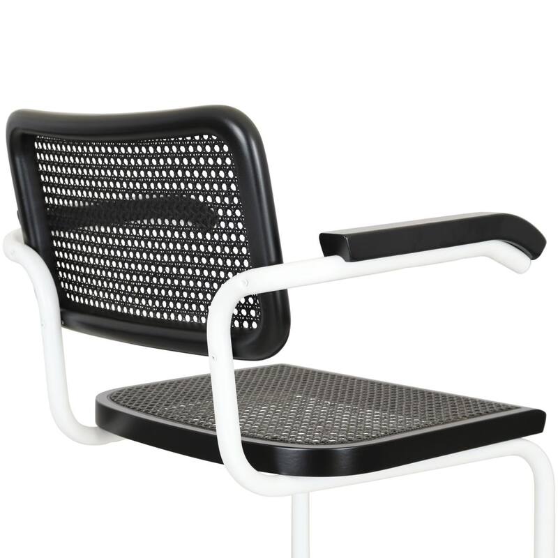 Breuer Chair Company Marcel Breuer Cesca Cane Cantilever Armchair Arm Chair w/ White Steel Frame (Various Wood & Cane Colors)