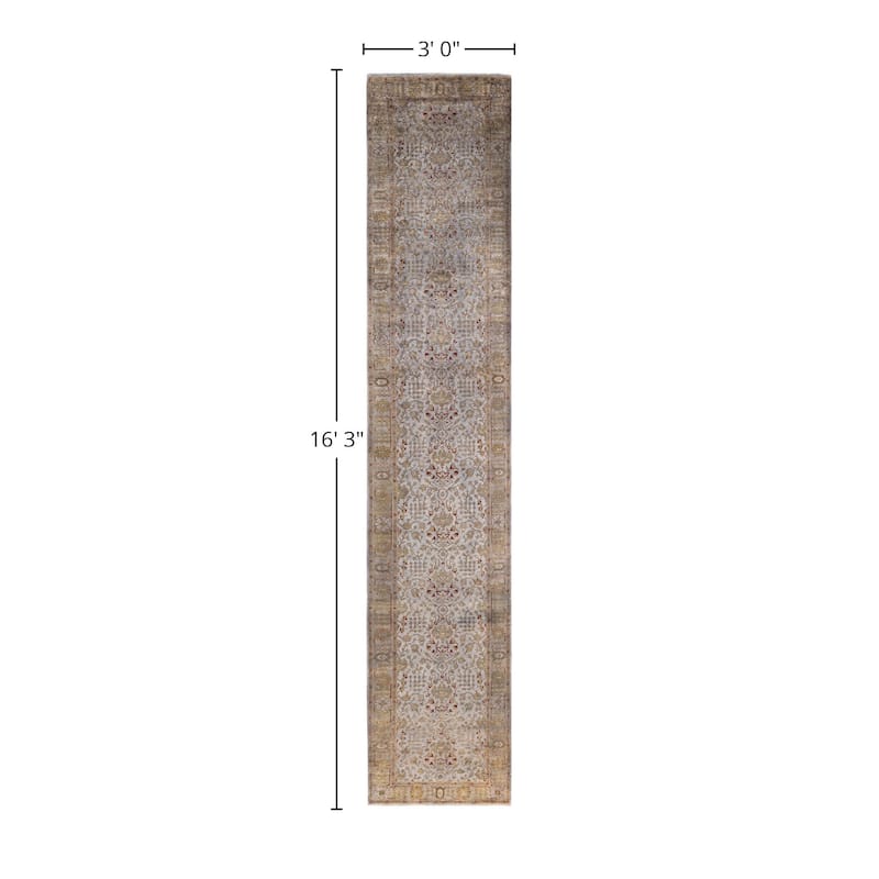 Overdyed One-of-a-Kind Hand-Knotted Area Rug - Gray - 3' 0" x 16' 3"