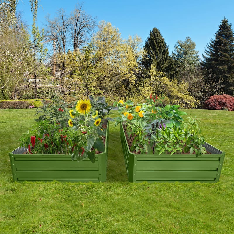 6 x 3 x 1 ft (2 pack) Metal Garden Bed,Outdoor Planter Box Metal Patio Kit Planting Bed for Vegetables Flowers Herb