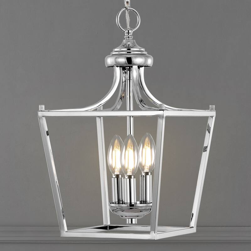 Camden Light Iron Classic Midcentury Pendant Lantern by JONATHAN Y - 10" - Chrome