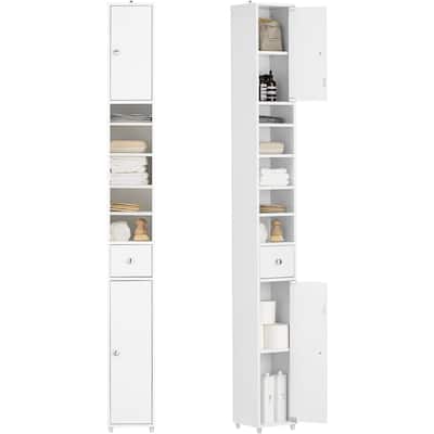 Bathroom Tall Cabinet with 1 Drawer, 2 Doors, and Adjustable Shelves